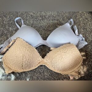 Victoria's Secret Lace and Smooth Bra Set - biege and lavender slightly pushup